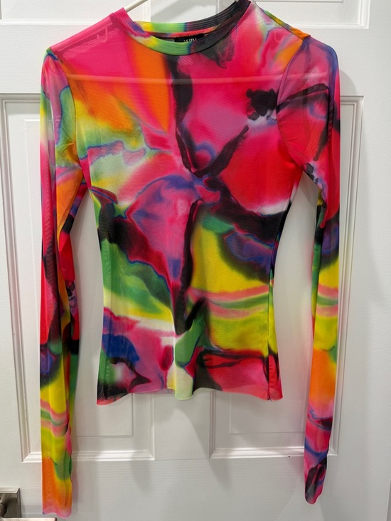 AFRM Tops - AFRM Kaylee Spray Floral Printed Mesh Long Sleeve Top